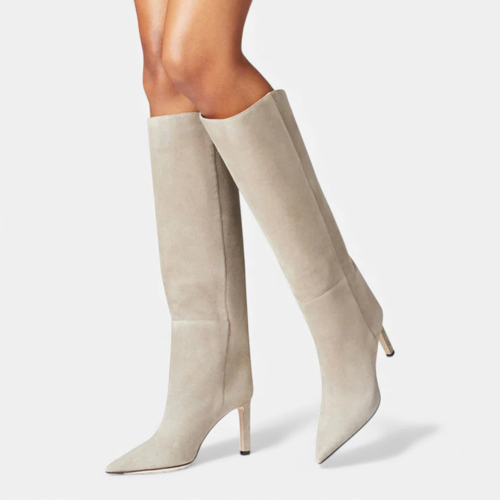 Kniehohe Stiefel Damen aus Wildlederoptik