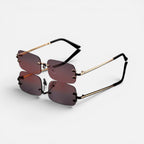 Randlos Sonnenbrille Rechteckige Form Metallgestell Getönte Gläser