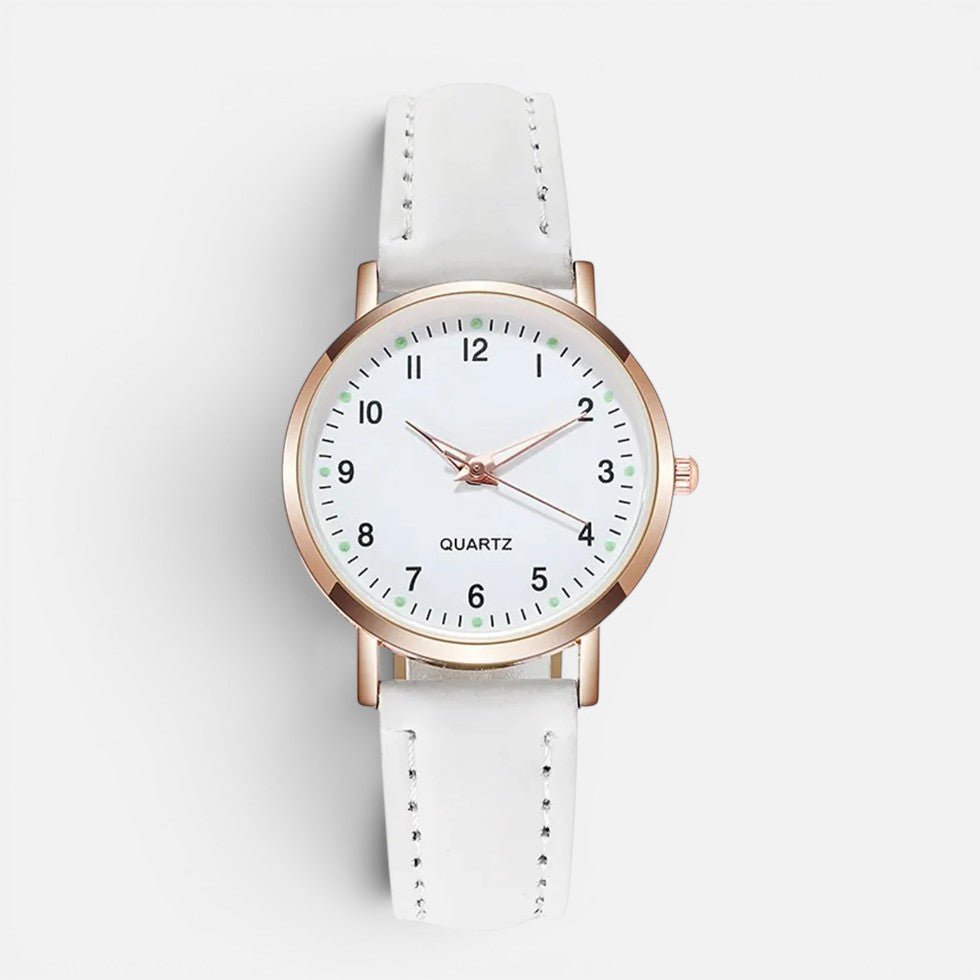 Quarz Armbanduhr mit Lederoptik Armband