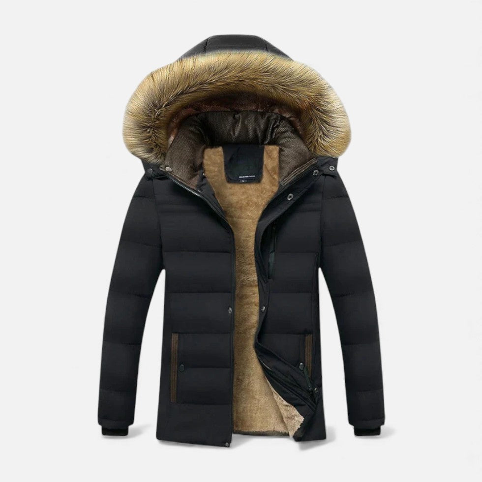 Gefütterte Parka Winterjacke mit Kapuze Herren