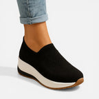 Slip on-sneakers til damer i åndbart strikmateriale