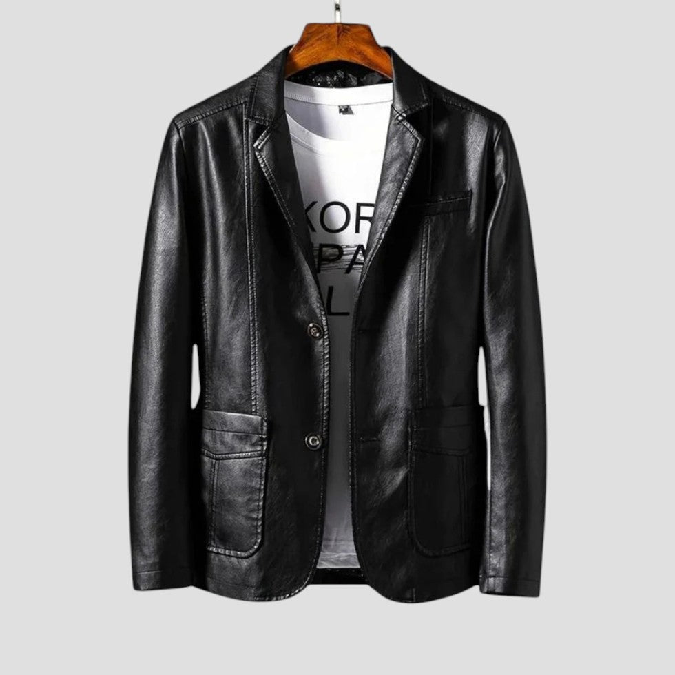 Classic faux leather blazer for men
