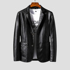 Classic faux leather blazer for men