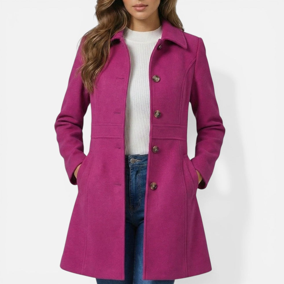Damen Mantel mit Knopfleiste und tailliertem Schnitt