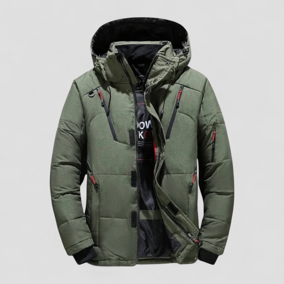 Padded winter jacket with hood for men