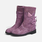 Gefütterte Damen Winterstiefel mit Strickkragen