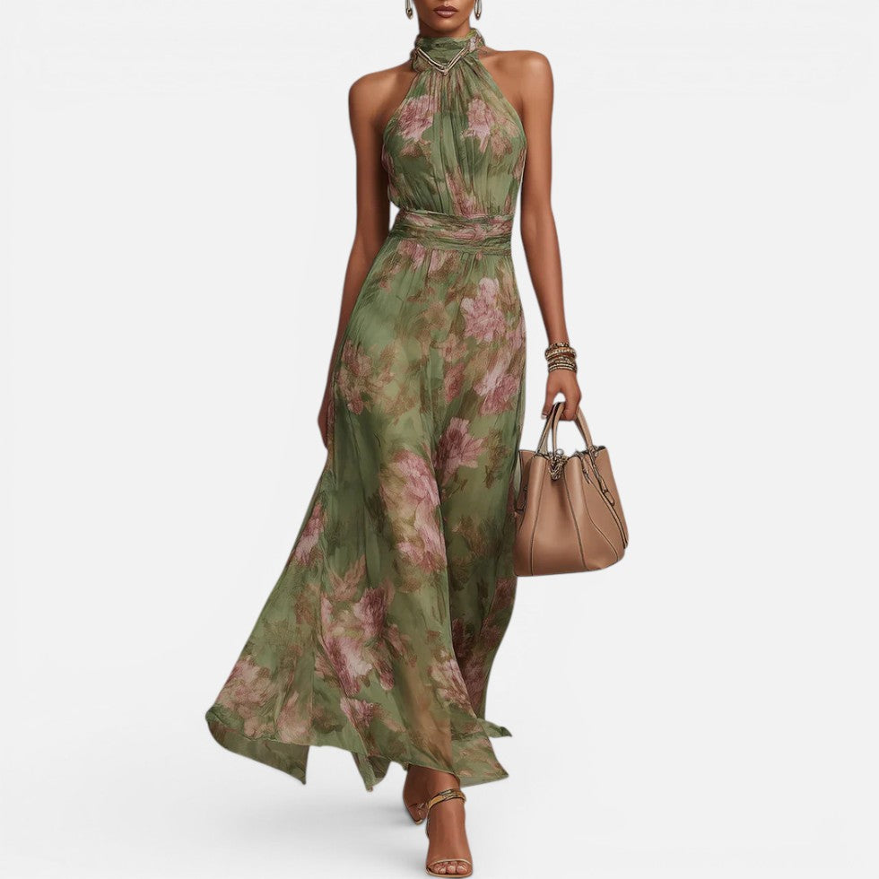 Damen Maxikleid mit floralem Muster und Neckholder