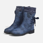 Gefütterte Damen Winterstiefel mit Strickkragen