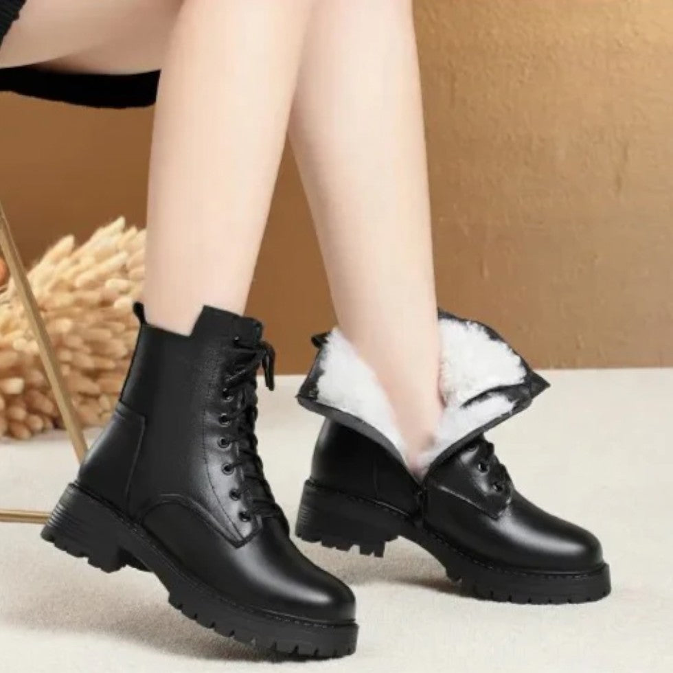 Lined Lace-up Ankle Boots for Women