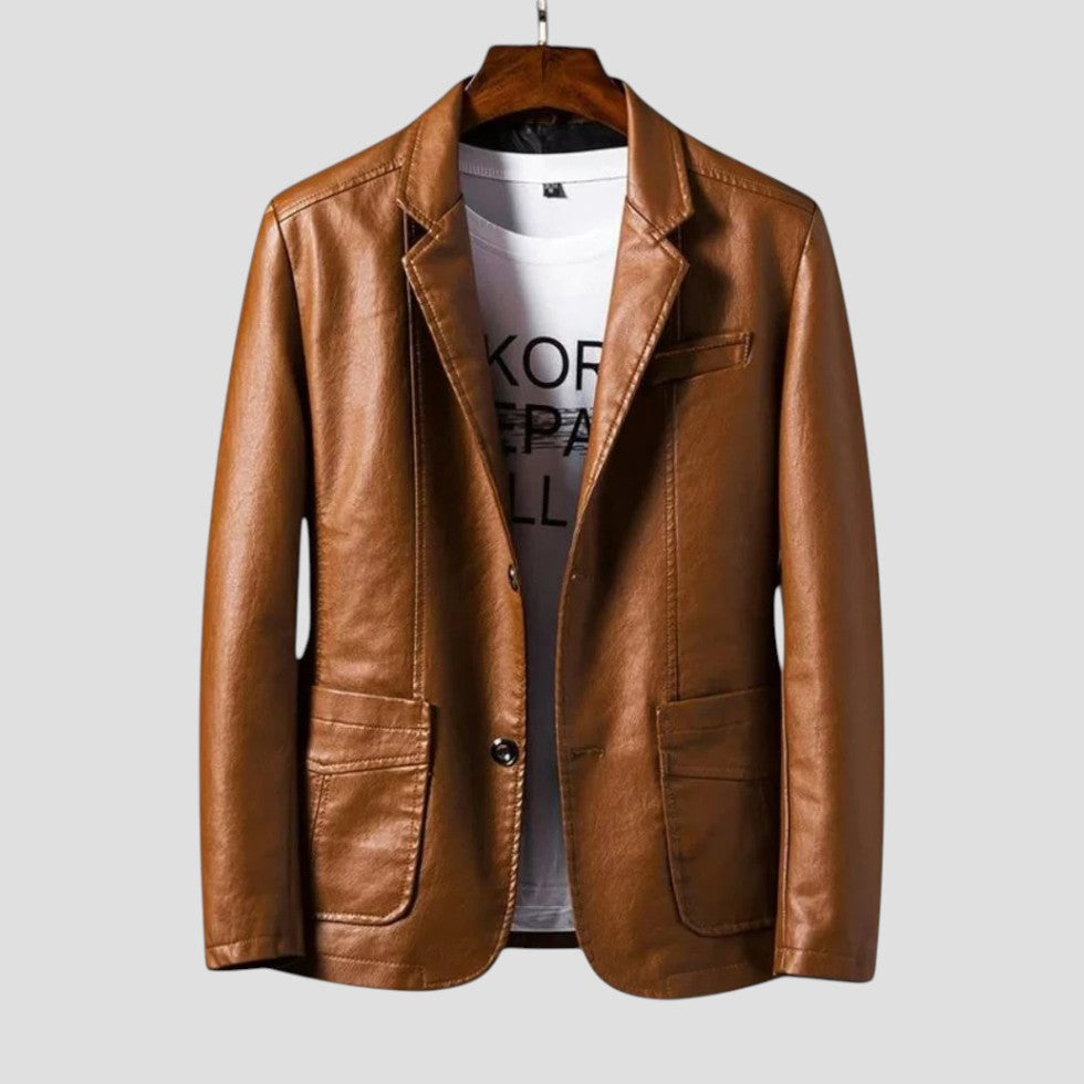 Classic faux leather blazer for men