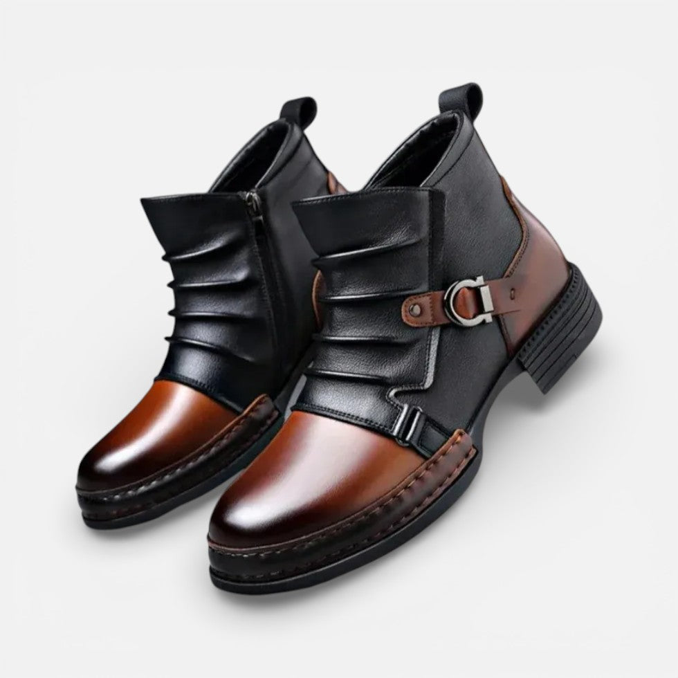 Herren Stiefeletten mit Schnallenriemen und seitlichem Reißverschluss