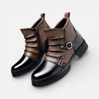 Herren Stiefeletten mit Schnallenriemen und seitlichem Reißverschluss