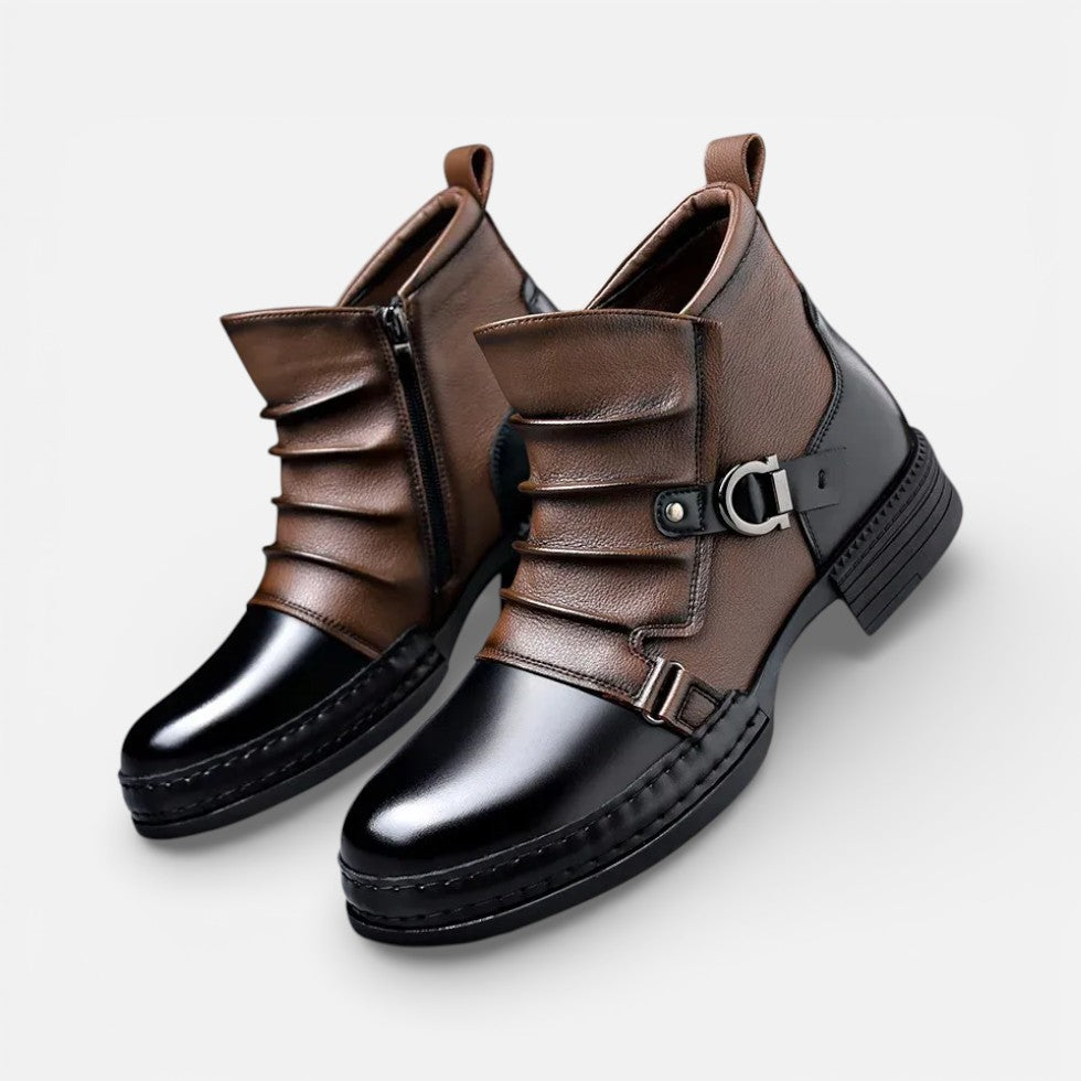 Herren Stiefeletten mit Schnallenriemen und seitlichem Reißverschluss