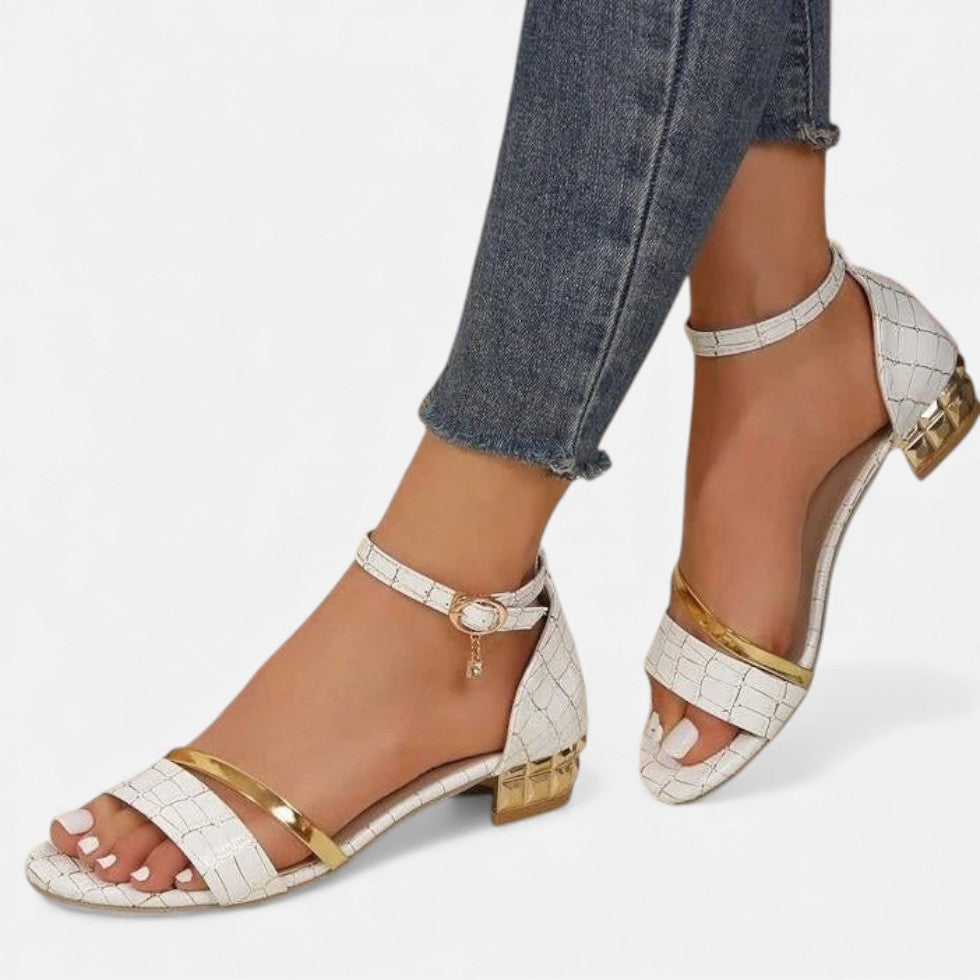 Women's sandals with shiny detail and ankle strap