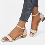 Women's sandals with shiny detail and ankle strap