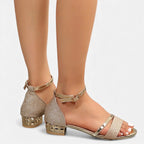 Women's sandals with shiny detail and ankle strap