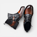 Herren Stiefeletten mit Schnallenriemen und seitlichem Reißverschluss