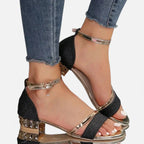 Women's sandals with shiny detail and ankle strap