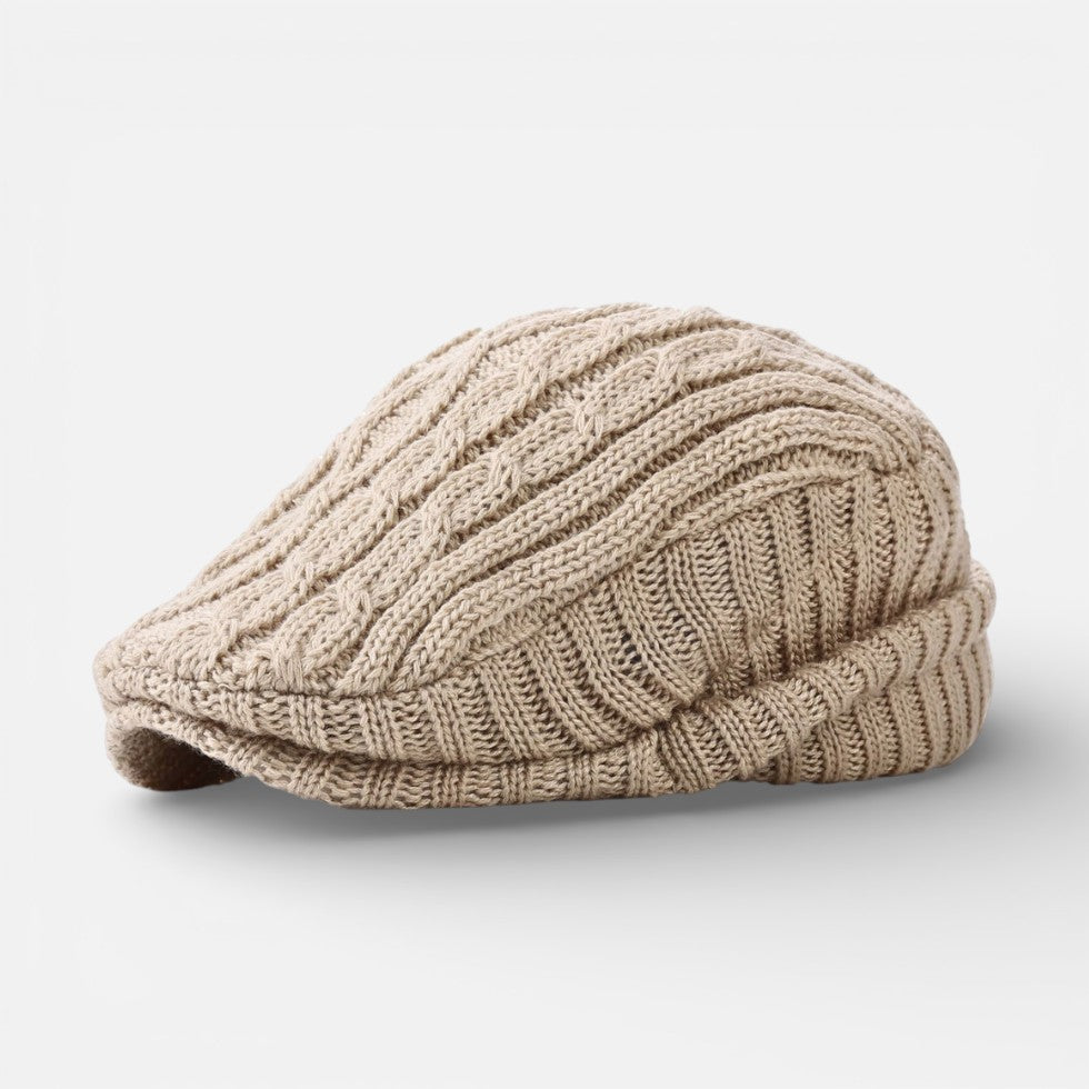 Herren Strick Schirmmütze mit Zopfmuster