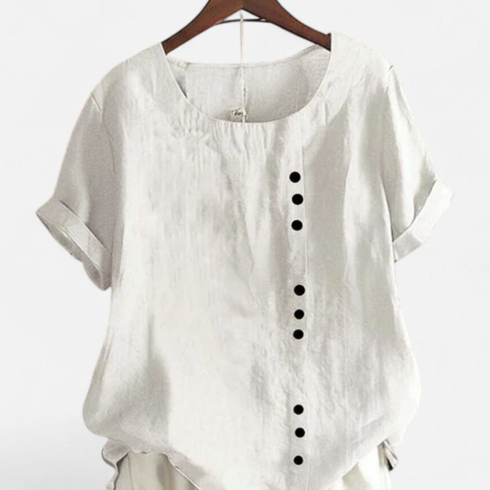 Leichte Bluse mit Knopfleiste und Rundhalsausschnitt für Damen