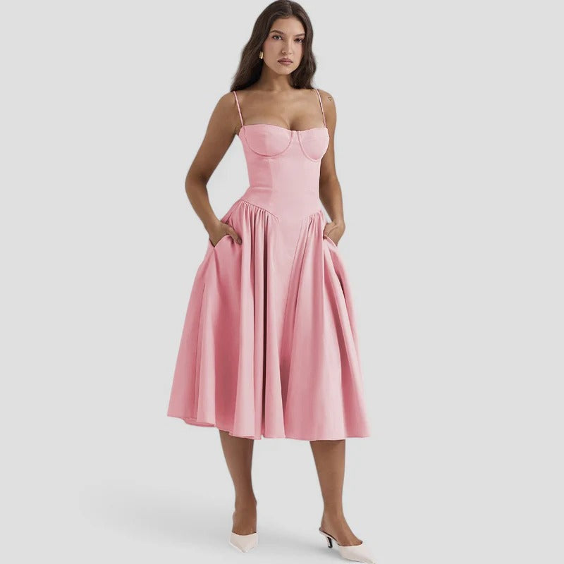 Korset-midikjole i vintage-stil