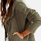 Damen Waffelstrick Kapuzenjacke