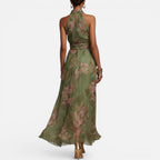 Maxikleid Blumenmuster Ärmellos Neckholder