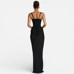 Women's Maxi Dress Fitted with Draped Skirt