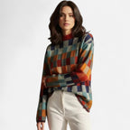 Checked Sweater with Crew Neck for Women