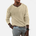 Strickpullover mit V-Ausschnitt und Strukturmuster