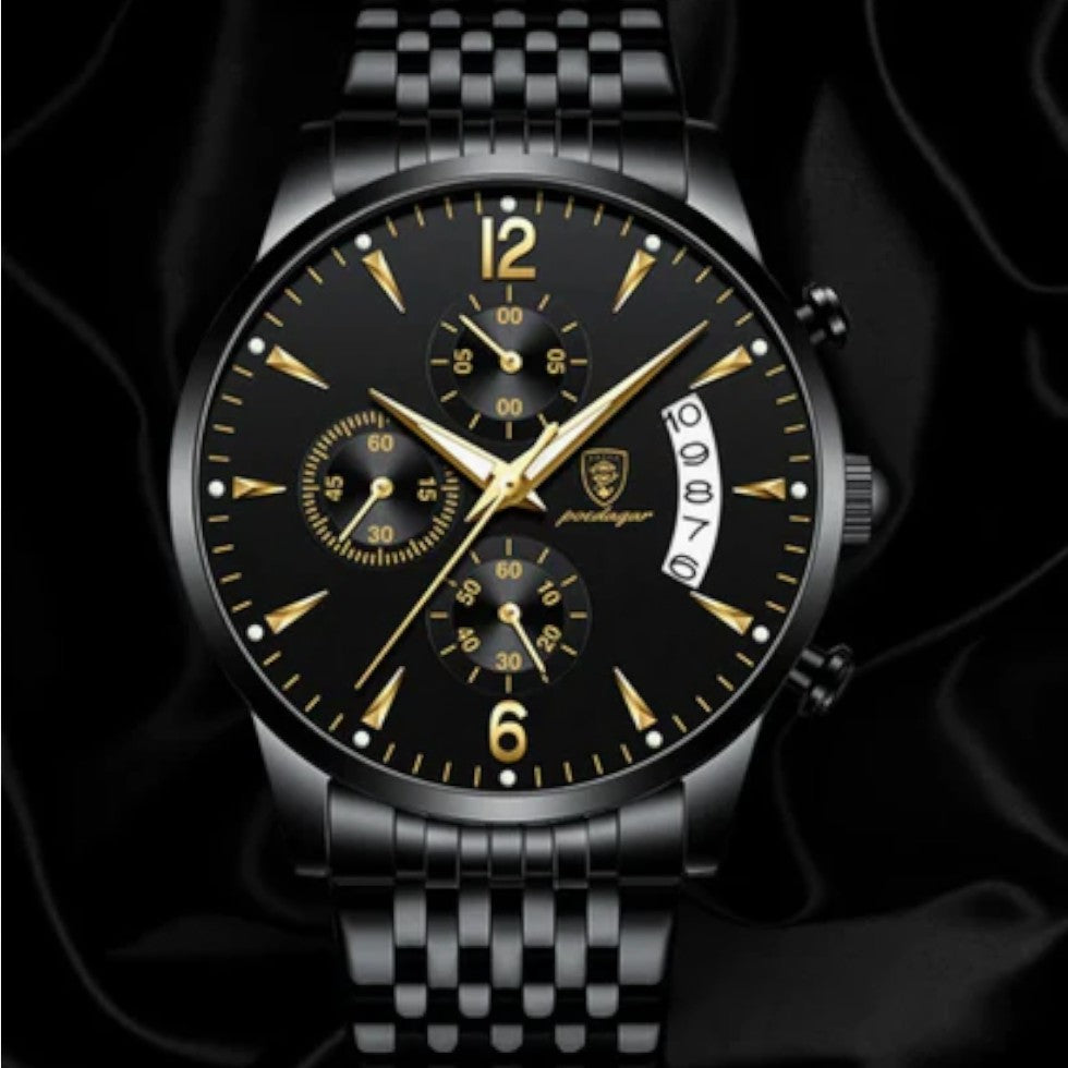 Herren Armbanduhr aus Edelstahl mit Quarzwerk und Datum