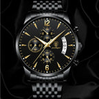 Herren Armbanduhr aus Edelstahl mit Quarzwerk und Datum