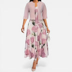 Damen Kleid Set mit Blumenmuster und Kurzjacke