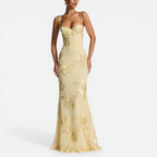 Maxikleid mit Spaghettiträgern und Blumenstickerei