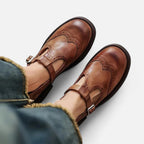 Damen Leder Slipper mit Schnalle