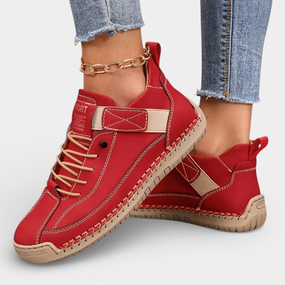 Ortopædiske damesneakers med velcro og snørebånd