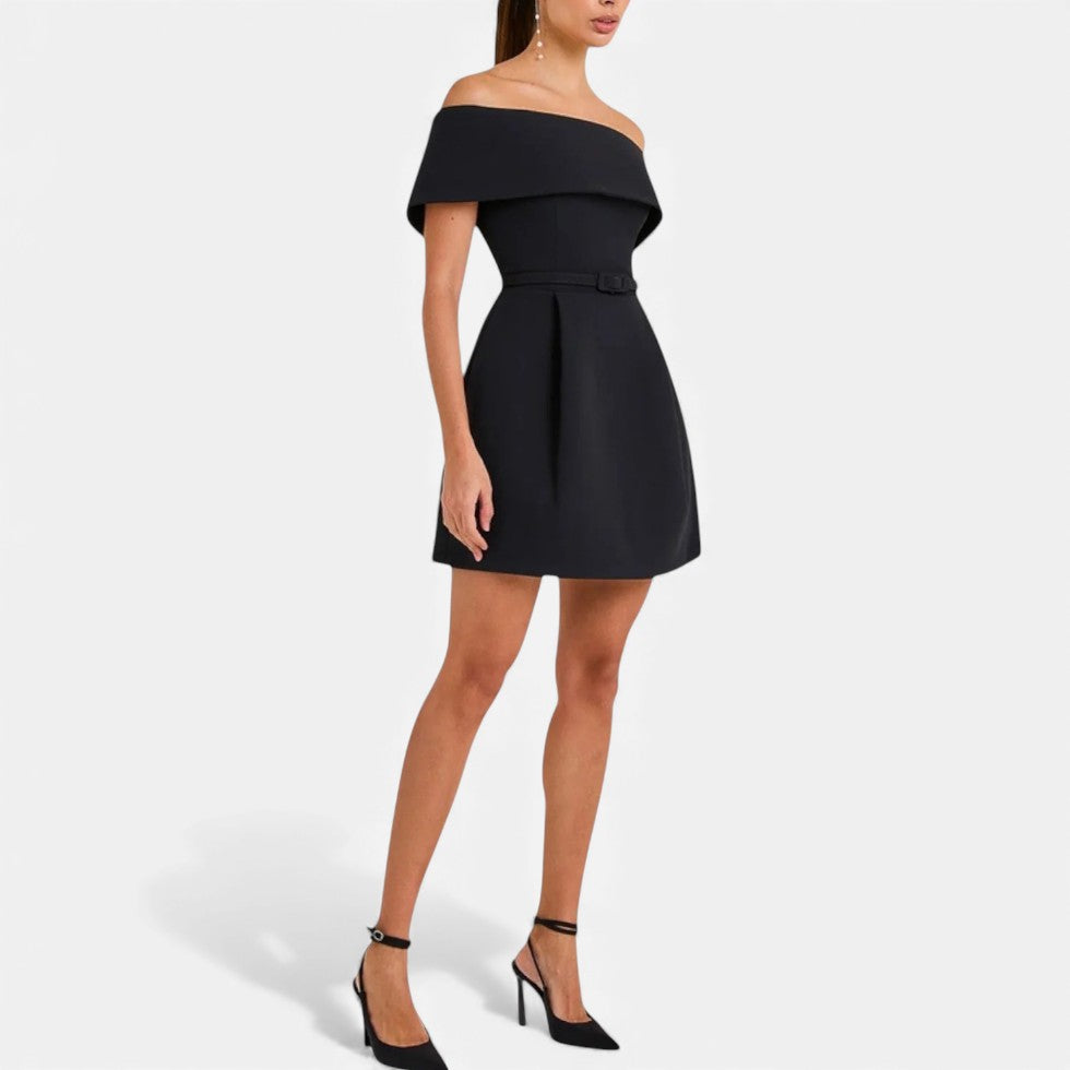 Schulterfreies Cocktailkleid Damen mit elegantem Faltendetail