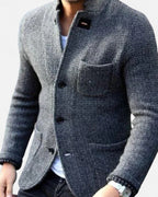 Strukturierte Wolljacke mit Knopfleiste für Herren