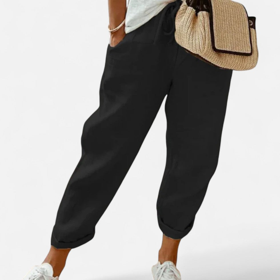 Leichte Leinenhose mit elastischem Bund