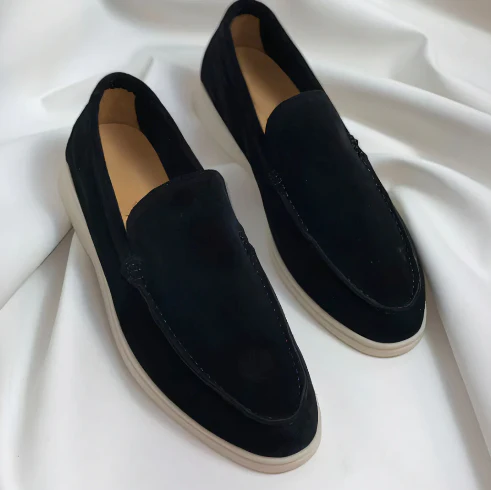 Suede slippers with rubber sole