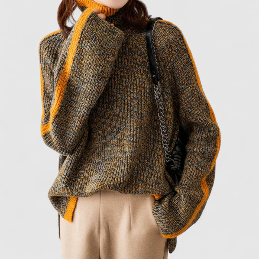 Gerippter Strickpullover mit weitem Schnitt