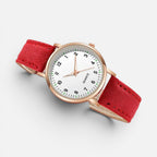 Quarz Armbanduhr mit Lederoptik Armband
