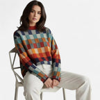 Checked Sweater with Crew Neck for Women