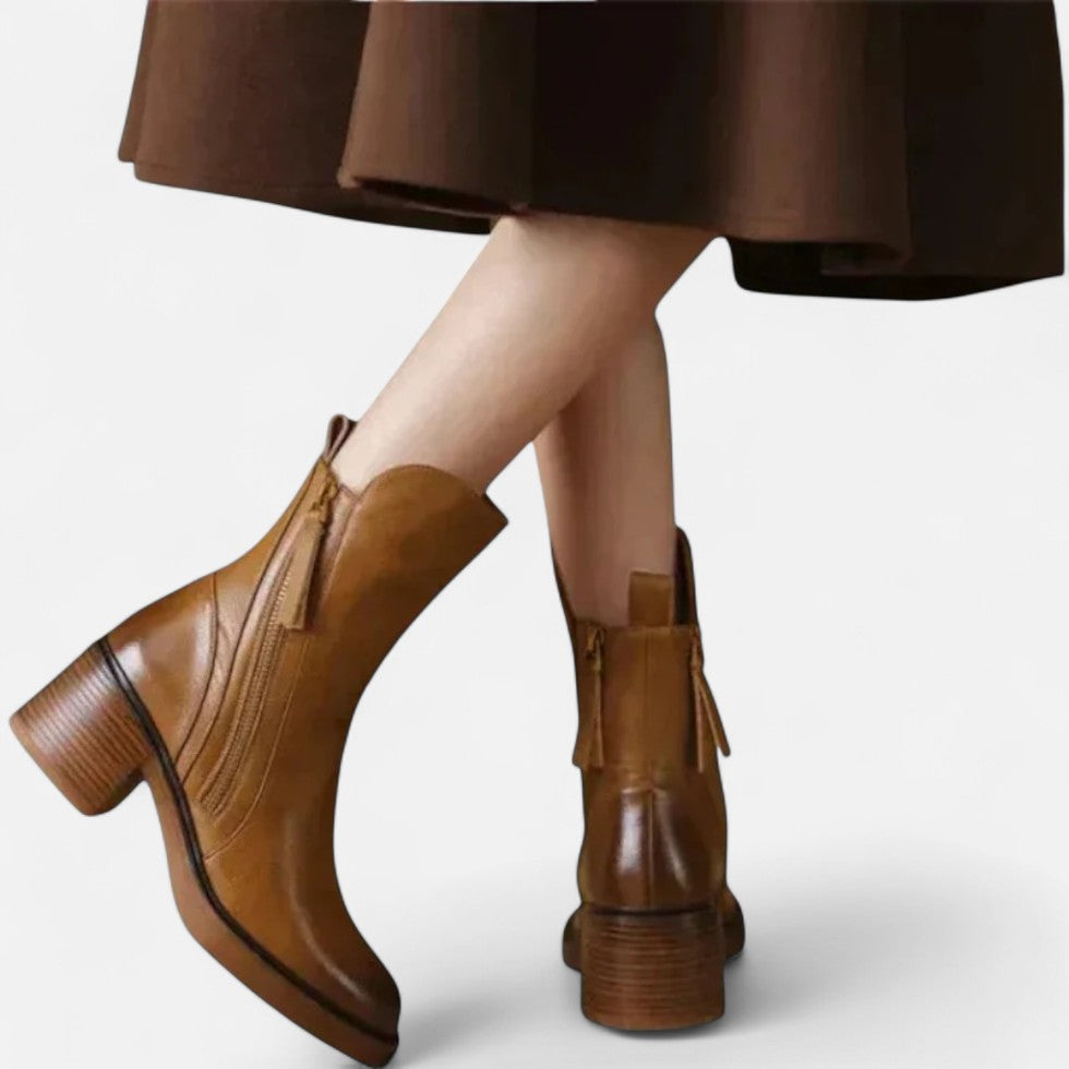 Stiefeletten mit Blockabsatz und Reißverschluss für Damen