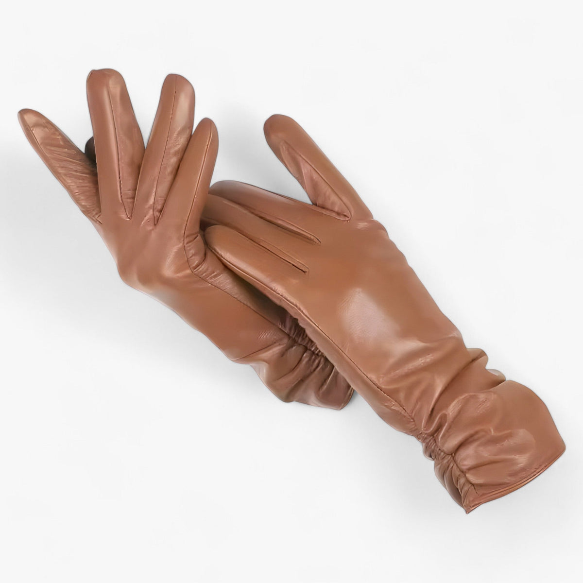 Damen Lederhandschuhe aus Schafsleder mit Raffung – Gefütterte Winterhandschuhe, Herbst Winter