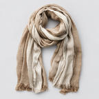 Herren Leichter Crinkle-Schal mit Farbverlauf und Fransenkante – Zweifarbiger Schal, Herbst Winter