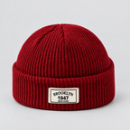 Herren Kurze Fischermütze mit Umschlag – Gerippte Strickmütze, Herbst Winter