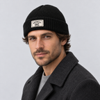 Herren Kurze Fischermütze mit Umschlag – Gerippte Strickmütze, Herbst Winter