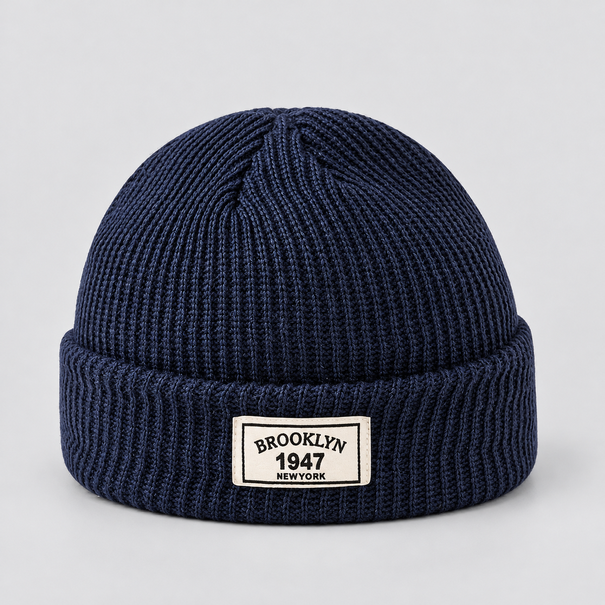 Herren Kurze Fischermütze mit Umschlag – Gerippte Strickmütze, Herbst Winter