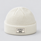 Herren Kurze Fischermütze mit Umschlag – Gerippte Strickmütze, Herbst Winter